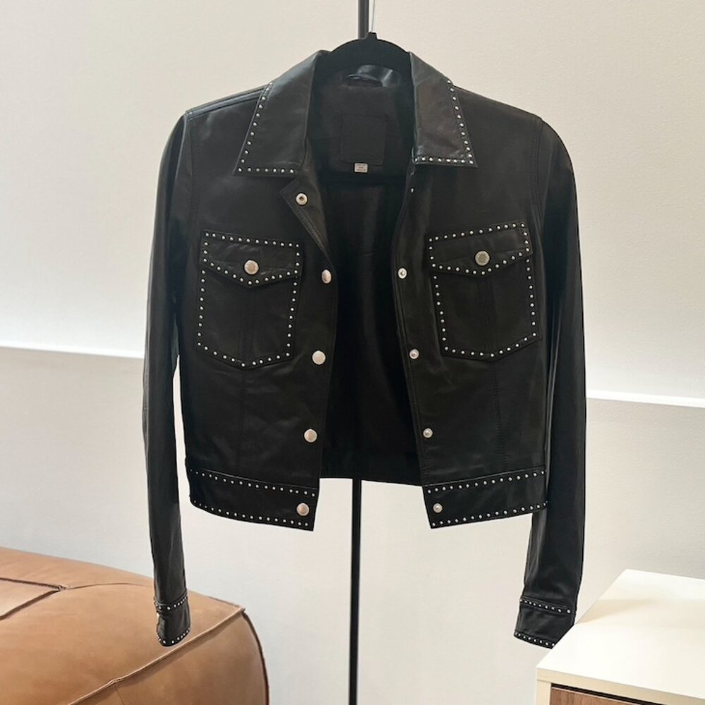 Soft Leather Jacket – Black with Silver Studs – XS – Perfect condition